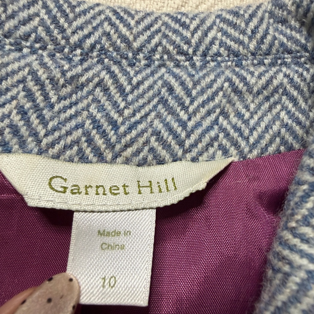 Garnet Hill Girls Herringbone Blue Wool Classic Church Coat 10 Easter Spring - Picture 8 of 9